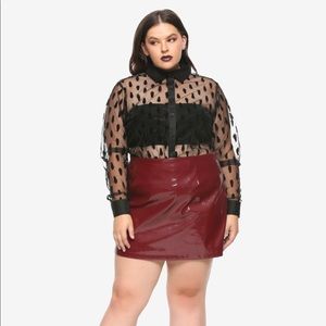 Hot Topic-Black Coffin Sheer Button-Up